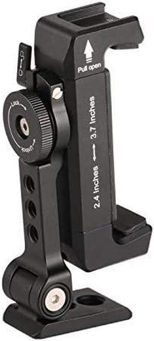 Metal Phone Tripod Mount with Cold Shoe 360 Rotated and Tilt Angles Version Compatible with iPhone Tripod Mount Samsung Smartphone Clip Adapter Cell Phone Clamp Holder Video Rig Mount