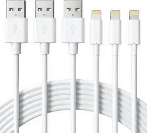 Novtech iPhone Charger Cord -MFi Certified 3Pack 6FT iPhone Cord, 2.4A Fast Charging Cable, USB to Lightning Cable for iPhone 14 Plus 13 12 11 Pro Max Mini SE XR Xs X 8 7 6 6S iPad AirPods, White