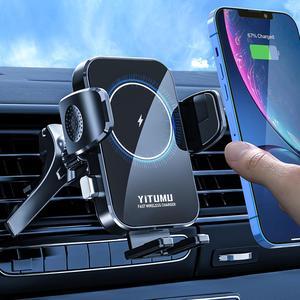 Wireless Car Charger 15W Qi Fast Charging Car Charger Phone Holder Mount for Car Air Vent Compatible with iPhone 14 13 12 11 Pro Max/XR/XS/X Samsung S23/S22/S20