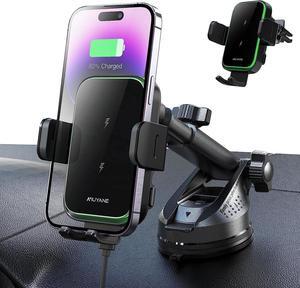 Wireless Charger for Car Dual Coils 15W Qi Fast Charging Auto Clamping Wireless Car Charger Mount Niuyane Vent Dashboard Wireless Charging Phone Holder for iPhone 14 13 12 Samsung Galaxy S23 S22 Ultra