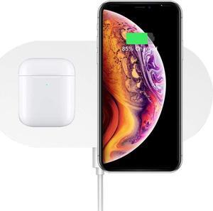 Dual Wireless Charger Double Fast Charging Pad 15W Max Compatible with iPhone 13/13 Pro/13 Pro Max/13 Mini/12/11/XS Galaxy S21/Note 10 AirPods Pro Galaxy Buds+(No AC Adapter)