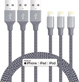 Lightning Cable Apple Certified iPhone Charger 3Pack 6ft Braided Lighting to USB A Charging Cord Compatible with iPhone 14 13 12 11 Pro Max X 8 7 6s Plus 5S iPad Pro and More Black