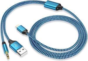 iPhone Aux Cord for Car Lightning to 3.5mm Aux Cord 2 in 1 Audio and Charging Cable for Car Home Stereo Speaker Headphone Car Charger Compatible with iPhone 14 13 12 11 Pro Max XR XS 8 iPad iPod-4FT