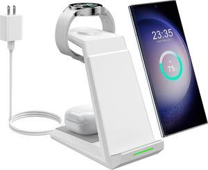 Wireless Charging Station for Samsung  3 in 1 Wireless Charger for Multiple Devices Fast Charger Stand for Galaxy S23 Ultra S22 S21 Z Flip Fold 4 Galaxy Watch 655 Pro43 Galaxy Buds 2 Pro