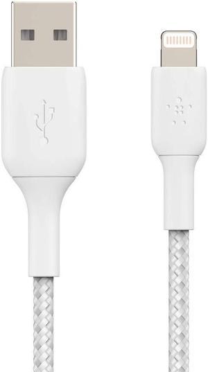 BoostCharge Braided Lightning Cable  66ft2M  MFi Certified Apple iPhone Charger USB to Lightning Cable 6ft  iPhone Cable  iPhone Charger Cable  Apple Charger  USB Phone Charger  White