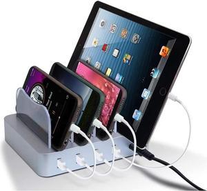 USB Charging Station - Charging Dock - 4-Port - Charging Station for Multiple Devices - Docking Station - Smart Charging Station Dock - Multi Charging Station for Cell Phones and Tablets
