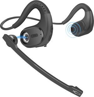 Bluetooth Headset with Removable Microphone Noise Cancelling Wireless Headset for Phones Laptop Computer PC Open Ear Headphones for Office Meeting Running Cycling Driving Working-12 Hrs