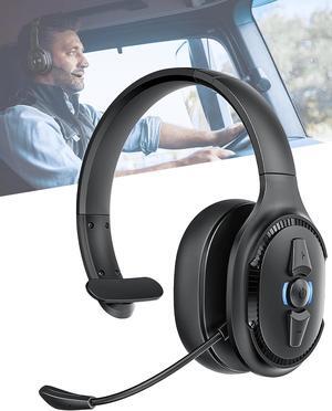 Bluetooth Headset with Microphone Trucker Headset Bluetooth Wireless Noise Cancelling & Mute Button 30H Talk Time Wireless Headset for Trucker Office Home Call Center Skype