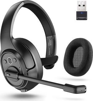 Trucker Bluetooth Headsets, Wireless Headset with AI Environmental Noise Cancelling & Mute Microphone, Up to 30H Talk Time, 164ft Wireless Range, Bluetooth Over Ear Headphones for PC, Computer, Skype