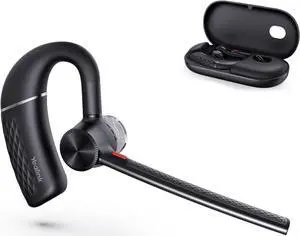 BH71 Bluetooth Headset Wireless Bluetooth Earpiece with Noise Canceling Microphone Teams & UC Compatible Connect to Mobile Phone/Tablet PC Mono Headset for Business Office Driving