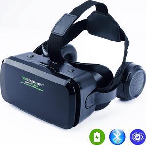 VR Headset for iPhone VR Headset Cell Phone Virtual Reality vr headsets iPhone VR Headset VR Headsets for Phone with Wireless Earphones AntiBlue Lights Phone VR HeadsetBlack