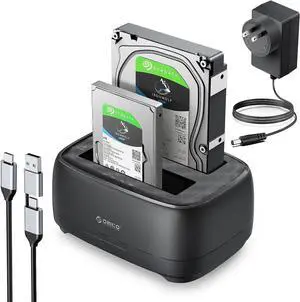 External Hard Drive Dock Duplicator Cloner USB 3.2 Gen 1 to SATA for 2.5 3.5 Seagate Samsung WD Crucial SanDisk SSD HDD Dual Drive Bay 40TB for PS5 Xbox PC Laptop Devices (DD28C3-C)