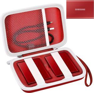 Case Compatible with Samsung T7/ for T7 Touch Portable SSD - 1TB 2TB 500GB USB 3.2 External Solid State Drive. Carrying Travel Box for 2 Pack Samsung SSD and Cables (Box Only) - Red