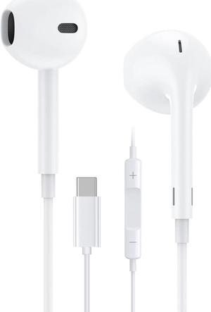 USB C Headphones Wired Type-C Earbuds for Samsung Galaxy Wired Earphones Noise Isolation Deep Bass Stereo Sound Headset with Mic Volume Control Headphones for for iPad Pro Air Mini Google OnePlus