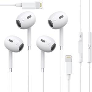 2 Pack - iPhone Earbuds with Lightning Connector Headphones Wired for iPhone [MFi Certified] Built-in Mic & Volume Control Noise Isolating Earphones Compatible with iPhone 14/13/12/SE/11/X White