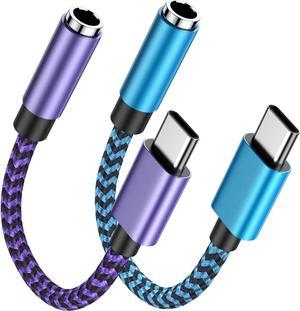 USB Type C to 3.5mm Female Headphone Jack Adapter (2 Pack) USB C to Aux Audio Dongle Cable Cord Adapter for Samsung Galaxy S23 S22 S21 S20 Ultra S10 A54 A53 A14 A13 A03S Google Pixel 7a 6a 7 6 Pro