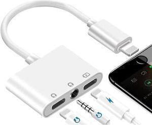 Headphone Adapter Compatible for iPhone Lightning to 3.5mm Audio Jack Adapter Earphone Audio & Charging Splitter Compatible for iPhone 14 13 12 11 XS XR X 8 7