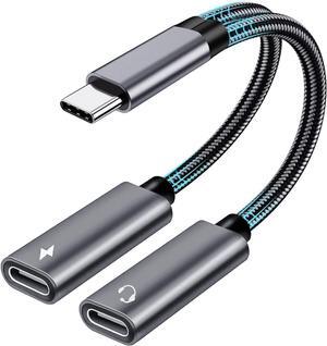 USB C Splitter Dual USB C Headphone and Charger Adapter Support Music Call 60W Charging for Galaxy S23 S22 S21 S20 Ultra Note 20 Ultra Pixel 7 6 Pro 5 4XL 3 XL 2 XL iPad Pro MacBook