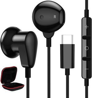 USB Type C Headphones for Samsung S23 S22 Ultra S21 Plus A53 A54 Galaxy Z Fold 5 Flip 4 Setero Android Earphones Headset with Microphone Wired USB C Earbuds for iPad Pro Air Pixel 7 7a 6a Black