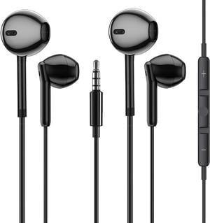 2Black Wired Headphones Earbuds with Microphone inEar Headphones HiFi Stereo Builtin Volume Control Earphones Wired Compatible with iPhone iPad MP3 Samsung Most 35mm Jack