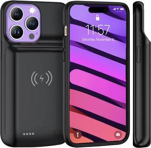 Battery Case for iPhone 14/13/12 Pro Max 14 Plus6.7 inch8000mAh Qi Wireless Charging Wired Headset Sync-Data Supported Extended Rechargeable Charger Case for iPhone 14/13/12 Pro Max iPhone 14 Plus