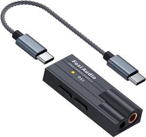 DS1 DSD512 HiFi USB C DAC ES9038Q2M Mini Audio Headphone Amp Adapter Supports 32bit/768kHz with 4.4MM and 3.5MM Dual Headphones Outputs Compatible with Smartphones/Laptop/PC/Music Players