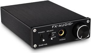 FX-Audio DAC-X6 Mini HiFi 2.0 Digital Audio Decoder DAC Input USB/Coaxial/Optical Output RCA/Headphone Amp 24Bit/96KHz DC12V (Black)