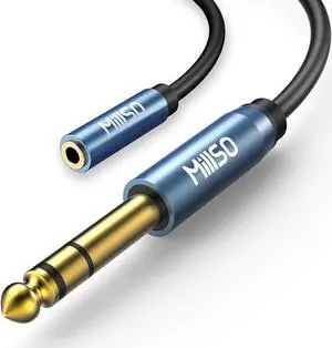 1/4 to 3.5mm Headphone Adapter 6.6 Feet TRS 6.35mm 1/4 Male to 3.5mm 1/8 Female Stereo Jack Audio Adapter for Amplifiers Guitar Amp Keyboard Piano Home Theater Headphones
