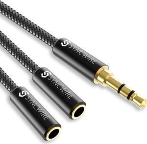 Syncwire Headphone Splitter Nylon-Braided Extension Cable Audio Stereo Y Splitter (Hi-Fi Sound) 3.5mm Male To 2 Ports 3.5mm Female Headset Splitter for Phone PS4 Switch Tablets & More