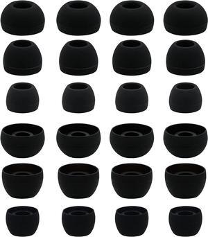 12 Pairs Silicone Replacement Earbud Ear Buds Tips Compatible with Skullcandy Sesh Evo and Other 3.8mm to 5.5mm Nozzle Earbuds Earphones S/M/L Black