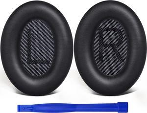 Replacement Earpads Cushions for Bose QuietComfort 35 (QC35) & Quiet Comfort 35 II (QC35 ii) Headphones Ear Pads with Softer Leather Noise Isolation Foam Added Thickness (Black)