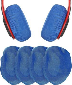 Headphone Covers 2 Pairs Washable Flex Headset Earpad Cloth Cover for Gym Training Aviation Racing Gaming Wireless Wired Over The Ear Headphones (Fit 3.5 - 4.3 Blue Color)