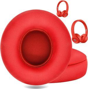 Professional Headphone Replacement Ear Pads for Beats Solo 2 & 3 Wireless ON-Ear Headphones | Does NOT Fit Beats Studio Enhanced Foam Luxurious PU Leather Premium Ear Pads Cushions (Red)