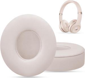 Ear Pads Replacement for Beats Solo 3 - GVOEARS Earpad Cushions Covers for Solo 2 Solo 3 Wired Wireless ON-Ear Headphones with Noise Isolation Memory Foam Protein Leather (Light Pink)