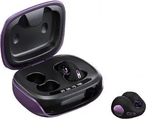 Ear Clips Ear Buds Bone Conduction Earbuds for Small Ear Canals Open Ear Earbuds Bluetooth with Earhooks Sport Clip on Headphones Up to 24 Hours Playtime Waterproof Outer Headphones Purple