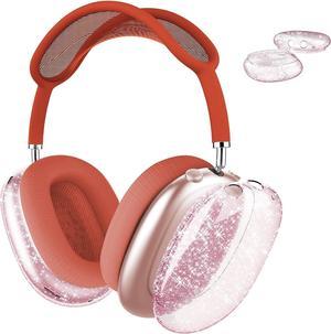 Case Cover for AirPods Max Headphones Clear Soft TPU Skin Anti-Scratch Transparent Accessories Ultra Protective Cover for Apple AirPods Max Clear Pink Glitter