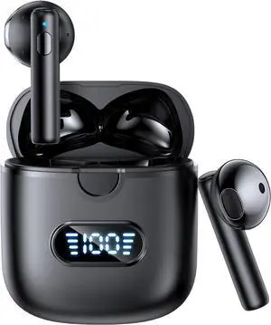 Wireless Earbuds Bluetooth 5.3 Headphones, 60H Playtime LED Power Display Charging Case, IPX7 Waterproof Earphones HiFi Stereo Deep Bass Ear Buds for iPhone Android Phone Computer Laptop Sports