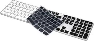 Ultra Thin Silicone Keyboard Cover Skin for Apple Magic Keyboard with Touch ID and Numeric Keypad Model-A2520 (for 2022 Mac Studio & 2021 iMac 24 inch M1 Chip) U.S Enter Protector (Black)