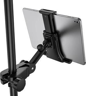 Tablet Mount Holder for Microphone Stand and Music Stand Telescopic Adjustable iPad Stand Portable Mic Music Stand Holder for iPad Pro iPhone Android Smartphone Tablet 4.7 to 12.9Inch-LMiS1