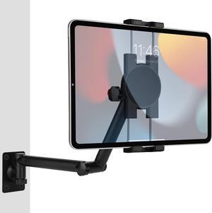 Tablet Wall Mount Holder for iPad 18.5in Folding AL Alloy Long Arm 360 Rotating Flexibly Drill Base Compatible with 4~13 inch iPad iPhone Fire HD Kindle Paperwhite Galaxy Nexus