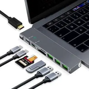 USB C Hub MacBook Pro Adapter - Type C Hub with Ethernet Port 4K USB C to HDMI 2 USB 3.0 Ports SD/TF Card Reader USB-C Power Delivery Portable for Mac Pro and Other Type C Laptops (HUB-802)
