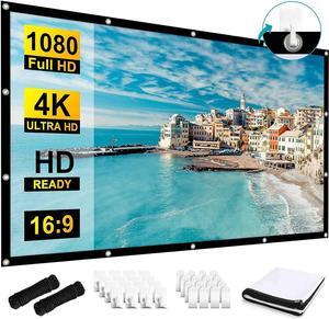 100 inch Projection Screens Double Sided Washable Outdoor Projection Screen 16:9 Foldable Anti-Crease Portable Projector Movies Screens for Camping Party Home Theater Office