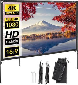 80 Inch HD Outdoor Movie Screen Portable Outdoor Projector Screen and Stand for Indoor or Backyard Use Foldable Frame Movie Projection Screens for Travel Camping Family Movies