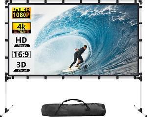 Projection Screen with Stand 100 inch Projector Screen Foldable Portable 16:9 4K HD Movie Screen with Carry Bag for Home Theater Outdoor Indoor Support Double Sided Projection