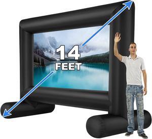 14 FT Inflatable Projector Movie Screen for Outside, Blow up Projector Screen Front/Rear Projection for Backyard Movie Night Outdoor Party