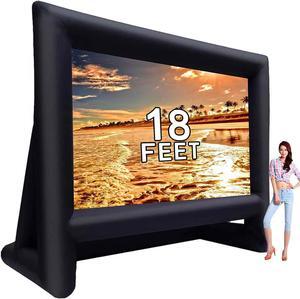 18 feet Inflatable Outdoor Projector Movie Screen - Package with Rope Blower Tent Stakes - Portable Great for Outdoor and Indoor Party Backyard Pool Watch Movies