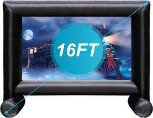 Mokmok Inflatable Projector Screen 16ft Inflatable Movie Screen Outdoor with Air Blower and Storage Bag Front and Rear Projection Inflatable Projector Screen for Outside Movie Night