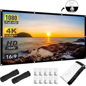 Projector Screen 100 inch Outdoor Movie Screen 16:9 Foldable and Anti-CreasePortable Projector Screen for Home Theater Outdoor Indoor Support Double Sided Projection