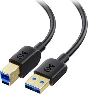 2-Pack 5Gbps USB 3.0 Cable - 6ft USB A to B Cable USB3 Cord with Type-B 3.0 Connector for Hard Drive Enclosure/Built-in Hub and More Black