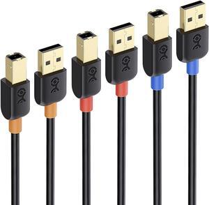 3-Pack USB Cable/USB Printer Cable 6 ft USB A to B Cable USB 2.0 Cable Compatible with Printer MIDI Controller MIDI Keyboard and More - 6 Feet